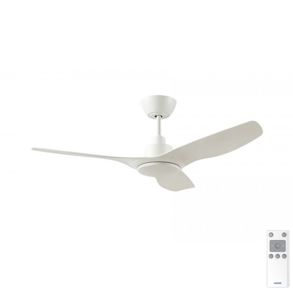 White DC Ceiling Fan - 48" 3 Blade with Remote Control